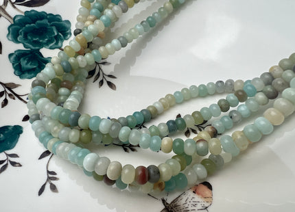 4x6 mm Natural Smooth Rondelle Multi Color Amazonite Beads Natural Green Color Amazonite Loose Beads 15.5 Inches Strand #4210