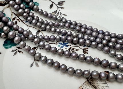 6 mm AAA Dark Gray Color Off Round Freshwater Pearl Beads Genuine Gray Color With Slightly Purple Tone Freshwater Pearls #P2284