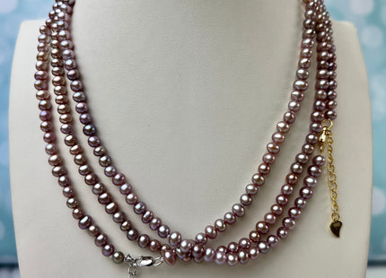 14/16/18/20 Inches Natural Mauve Pink Pearl Necklace 4mm Small Pink Potato Pearl Necklace W/Silver Gold Filled Lobster Clasp #P2271