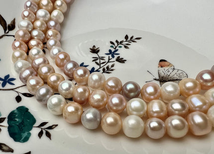 9.5-10 mm Natural White, Pink, Peach Multi Color Freshwater Potato Pearls, Genuine High Luster Freshwater Potato Pearls #1325