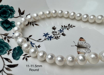 11-11.5mm AA Natural White Round Freshwater Pearls Genuine High Luster Natural Pearl Beads Lustrous Cultured Freshwater Pearls P2277