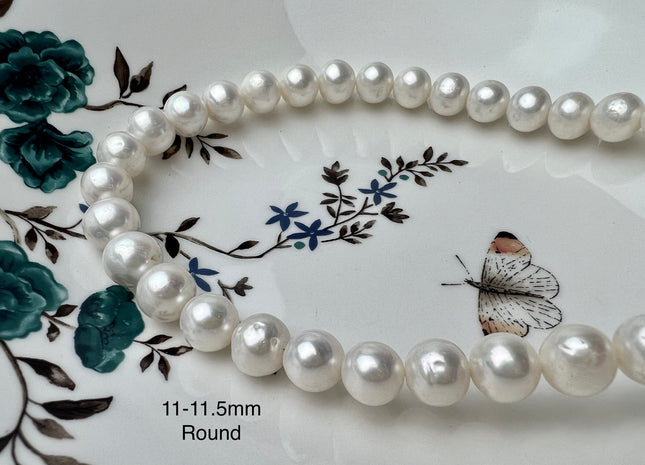 11-11.5mm AA Natural White Round Freshwater Pearls Genuine High Luster Natural Pearl Beads Lustrous Cultured Freshwater Pearls P2277