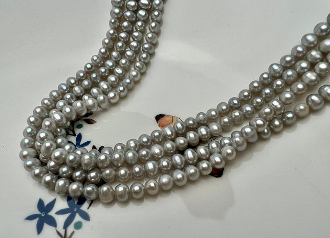 4-5 mm Silver Gray Color Potato Freshwater Pearl Bead Genuine High Luster Gray Color Freshwater Pearls #1525