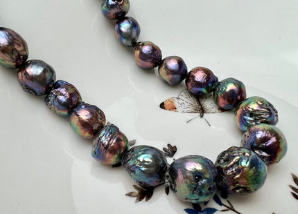 11x13 - 16x18 mm AA Large Hole Peacock Baroque Pearl 2.2 mm Hole Jumbo Peacock Baroque Pearl Beads Large Hole Baroque Pearl #246