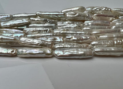 6-6.5x23-25mm AAAA Natural White Biwa Stick Freshwater Pearl Beads Genuine Super High Luster Unique Natural White Biwa Keshi Pearls #P2292