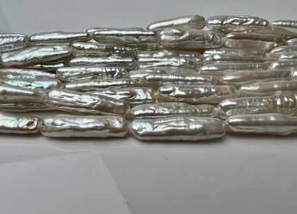 6-6.5x23-25mm AAAA Natural White Biwa Stick Freshwater Pearl Beads Genuine Super High Luster Unique Natural White Biwa Keshi Pearls #P2292