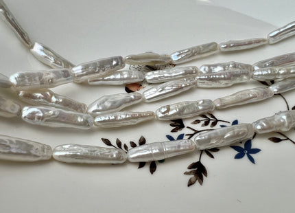 6-6.5x23-25mm AAAA Natural White Biwa Stick Freshwater Pearl Beads Genuine Super High Luster Unique Natural White Biwa Keshi Pearls #P2292