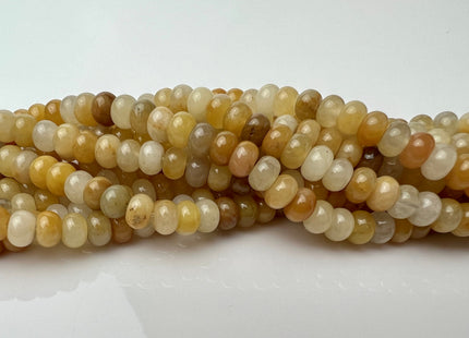 4x6 mm Natural Smooth Rondelle Shape Yellow Jade Gemstone Beads Genuine Mixed Yellow Brown Color Jade Loose Beads 15 Inches Strand #4216