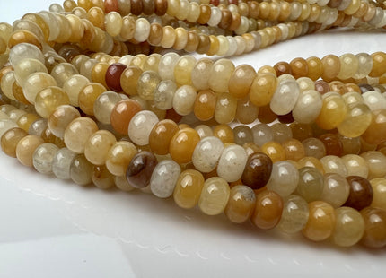 4x6 mm Natural Smooth Rondelle Shape Yellow Jade Gemstone Beads Genuine Mixed Yellow Brown Color Jade Loose Beads 15 Inches Strand #4216