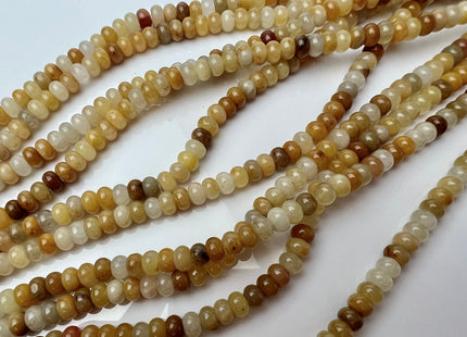 4x6 mm Natural Smooth Rondelle Shape Yellow Jade Gemstone Beads Genuine Mixed Yellow Brown Color Jade Loose Beads 15 Inches Strand #4216