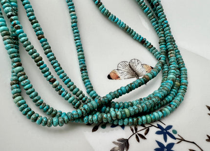 2x4 mm Smooth Rondelle Shape Turquoise Beads Green Brown Color Gemstone Loose Beads #3799