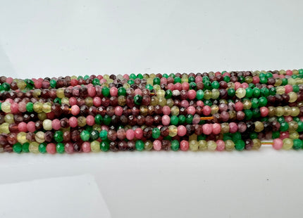 2x3 mm AAA Faceted Rondelle Green Pink Yellow Red Lemon Jade Gemstone Beads Gemmy Jade Small Tiny Beads 15.5 Inches Strand #4220