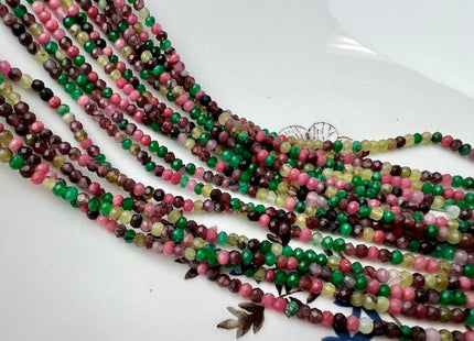 2x3 mm AAA Faceted Rondelle Green Pink Yellow Red Lemon Jade Gemstone Beads Gemmy Jade Small Tiny Beads 15.5 Inches Strand #4220