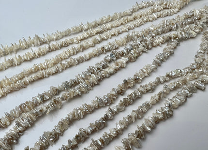 4-5 mm Very Rare Natural White Keshi Freshwater Pearl Beads Center Drilled Cornflakes Shape Keshi Chips Pearls Genuine Keshi Pearls #P2295