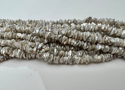 5-7mm Very Rare Natural Grayish White Color Keshi Freshwater Pearl Beads Center Drilled Cornflakes Shape Keshi Chips Pearls #P2296