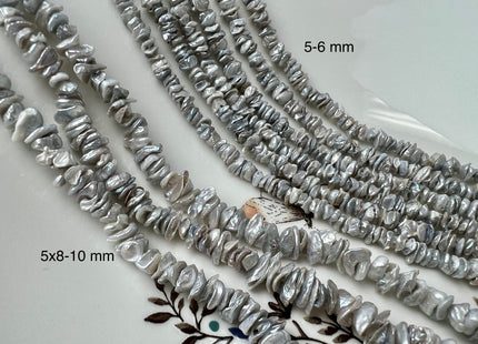 5x8-10 mm Very Rare Natural Gray Keshi Freshwater Pearl Beads Center Drilled Cornflakes Shape Keshi Chips Pearls Genuine Tiny Pearls #P2297