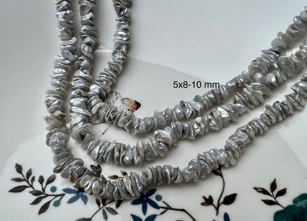 5x8-10 mm Very Rare Natural Gray Keshi Freshwater Pearl Beads Center Drilled Cornflakes Shape Keshi Chips Pearls Genuine Tiny Pearls #P2297
