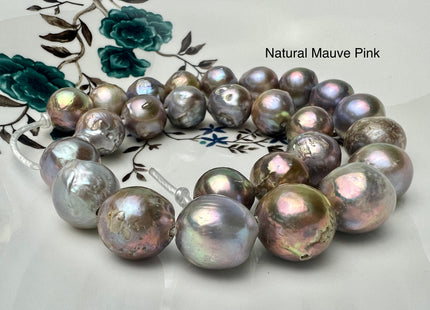 13-17mm AAA Full Strand Large Hole Natural Mauve Pink Baroque Pearl Beads 2.2 mm Hole Natural Edison Pearl With Iridescent Color #P2267