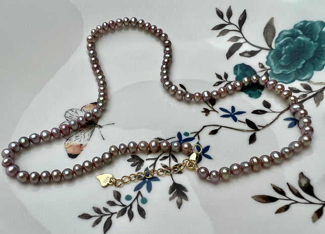 14/16/18/20 Inches Natural Mauve Pink Pearl Necklace 4mm Small Pink Potato Pearl Necklace W/Silver Gold Filled Lobster Clasp #P2271