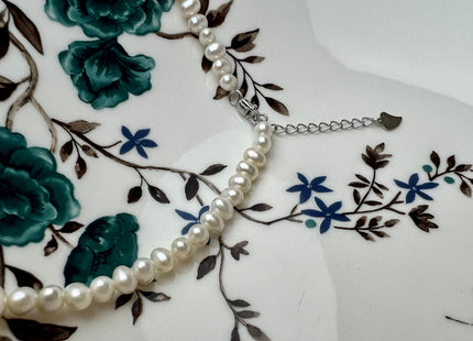 14/16/18/20 Inches Natural White Pearl Necklace 4mm Small White Potato Pearl Necklace W/Silver Gold Filled Lobster Clasp #P2272
