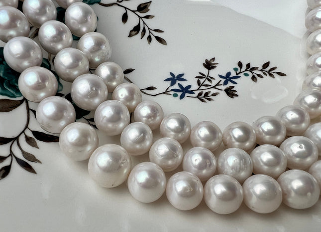 11.5-14mm AA Natural White Round Freshwater Pearls Genuine High Luster Natural Pearl Beads Lustrous Cultured Freshwater Pearls P2276