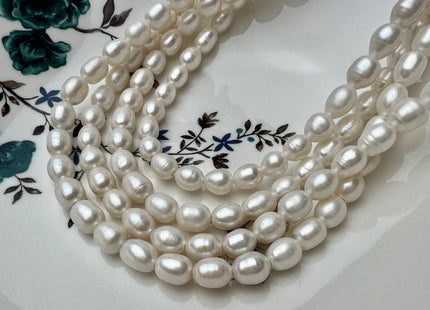 8x10-11 mm Full Strand Large Hole Rice/Oval Natural White Freshwater Pearl Beads Hole Size 2.1 mm Genuine Large Hole Freshwater Pearls #164