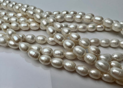 8x10-11 mm Full Strand Large Hole Rice/Oval Natural White Freshwater Pearl Beads Hole Size 2.1 mm Genuine Large Hole Freshwater Pearls #164