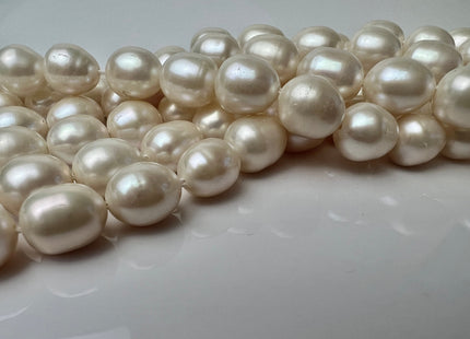 10x12 mm AA Large Hole Half Strand Natural White Freshwater Rice Oval Pearl Beads Hole Size 1.2mm Genuine Freshwater Pearls #P2281