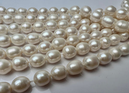 10x12 mm AA Large Hole Half Strand Natural White Freshwater Rice Oval Pearl Beads Hole Size 1.2mm Genuine Freshwater Pearls #P2281