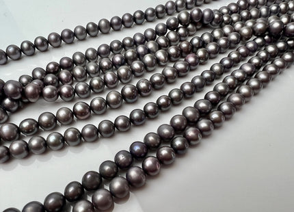 6 mm AAA Dark Gray Color Off Round Freshwater Pearl Beads Genuine Gray Color With Slightly Purple Tone Freshwater Pearls #P2284