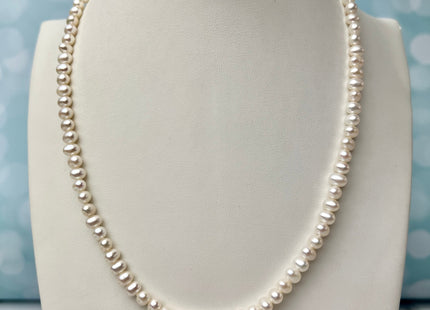 14/16/18/20 Inches Natural White Pearl Necklace 4mm Small White Potato Pearl Necklace W/Silver Gold Filled Lobster Clasp #P2272
