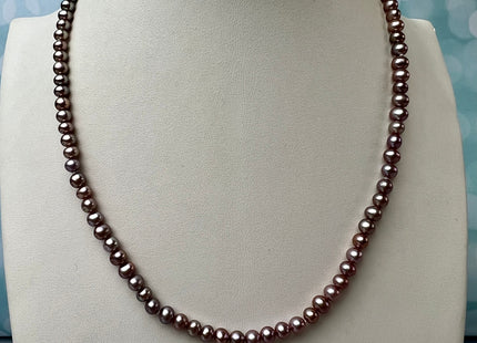 14/16/18/20 Inches Natural Mauve Pink Pearl Necklace 4mm Small Pink Potato Pearl Necklace W/Silver Gold Filled Lobster Clasp #P2271