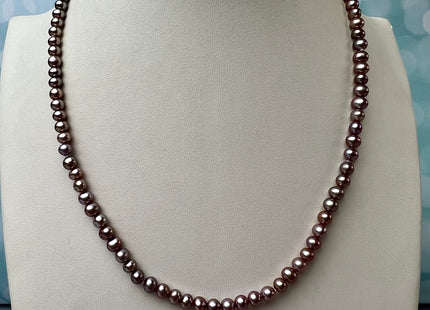 14/16/18/20 Inches Natural Mauve Pink Pearl Necklace 4mm Small Pink Potato Pearl Necklace W/Silver Gold Filled Lobster Clasp #P2271