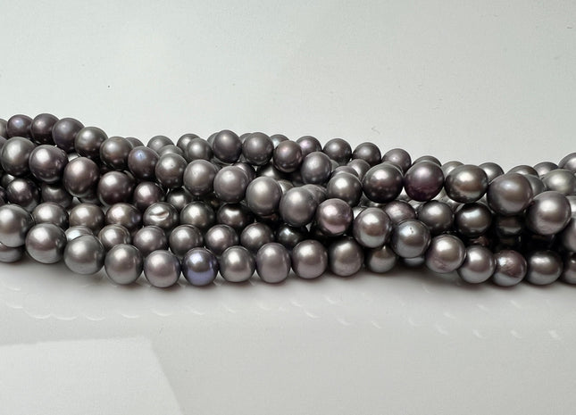6 mm AAA Dark Gray Color Off Round Freshwater Pearl Beads Genuine Gray Color With Slightly Purple Tone Freshwater Pearls #P2284