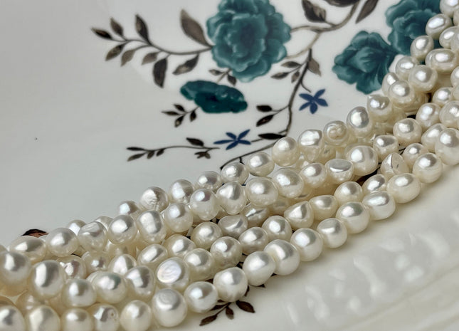 7-8 mm AA Natural White Nugget Freshwater Pearl Beads Genuine Natural Color Freshwater Nugget Pearls #1782