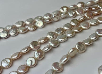 8.5-9 mm AAA Natural White Coin Freshwater Pearl Beads Genuine Cultured High Luster Quality Freshwater Coin Pearls #P2309