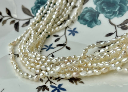 3mm Natural White Potato Nugget Freshwater Pearl Beads Genuine Freshwater Pearls Tiny White Nugget Cultured Seed Pearl Beads #1491