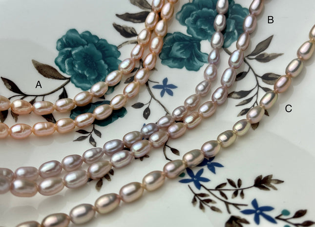 5x7 mm AAA High Luster Natural Mauve Pink Freshwater Pearl Beads Hole Size 1.0mm Genuine Large Hole Freshwater Pearls 14Inches Strands #23