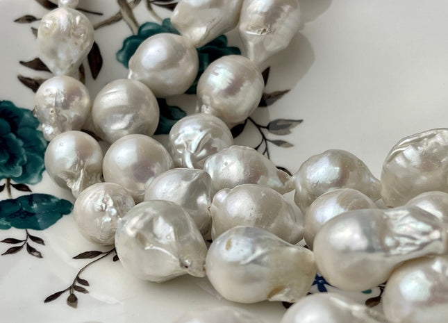 12-18x22 mm Natural White Jumbo Size Freshwater Baroque Pearl Beads Genuine Natural White Large Baroque Pearl Beads 20-21 Beads #P2311