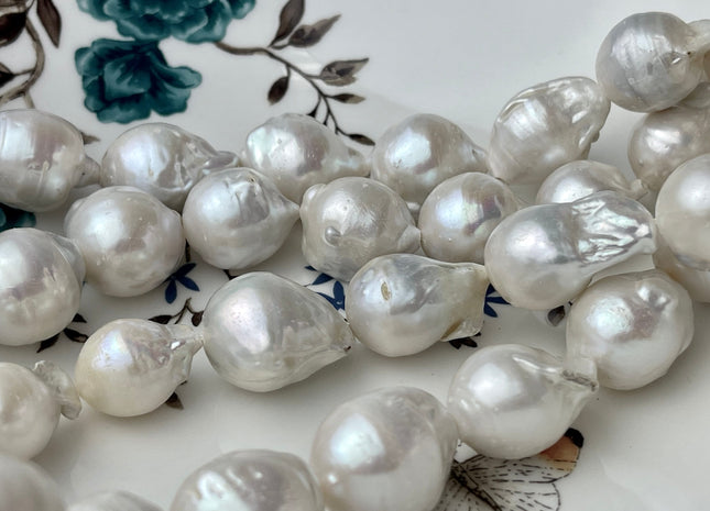 12-18x22 mm Natural White Jumbo Size Freshwater Baroque Pearl Beads Genuine Natural White Large Baroque Pearl Beads 20-21 Beads #P2311
