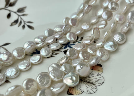 8.5-9 mm AAA Natural White Coin Freshwater Pearl Beads Genuine Cultured High Luster Quality Freshwater Coin Pearls #P2309
