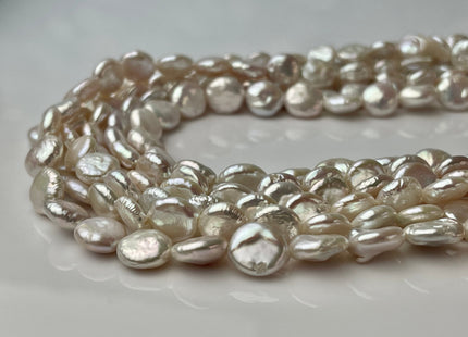 8.5-9 mm AAA Natural White Coin Freshwater Pearl Beads Genuine Cultured High Luster Quality Freshwater Coin Pearls #P2309