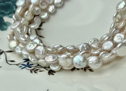 8.5-9 mm AAA Natural White Coin Freshwater Pearl Beads Genuine Cultured High Luster Quality Freshwater Coin Pearls #P2309