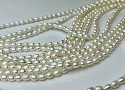 3.5-4x5 mm AA Natural White Rice Tiny Seed Freshwater Pearls Genuine Natural Rice/Oval Freshwater Pearls #P2310
