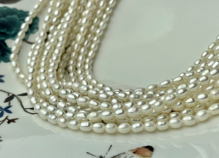 3.5-4x5 mm AA Natural White Rice Tiny Seed Freshwater Pearls Genuine Natural Rice/Oval Freshwater Pearls #P2310