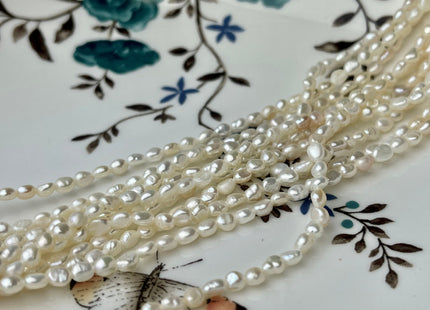 3mm Natural White Potato Nugget Freshwater Pearl Beads Genuine Freshwater Pearls Tiny White Nugget Cultured Seed Pearl Beads #1491