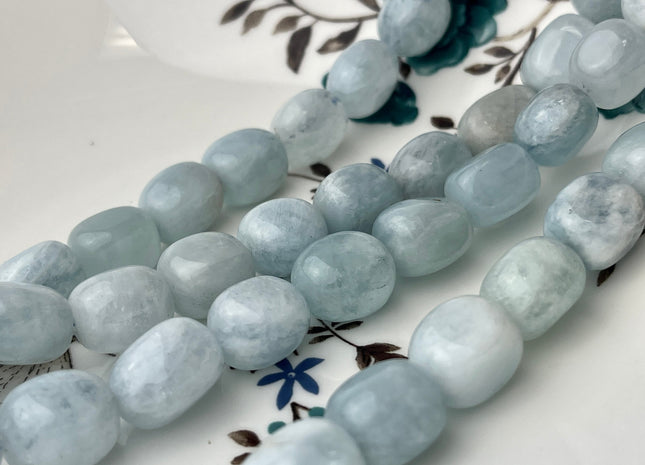 10x15 mm Natural Color Aquamarine Smooth Nugget Shape Natural Aquamarine Gemstone Limited Edition #2241