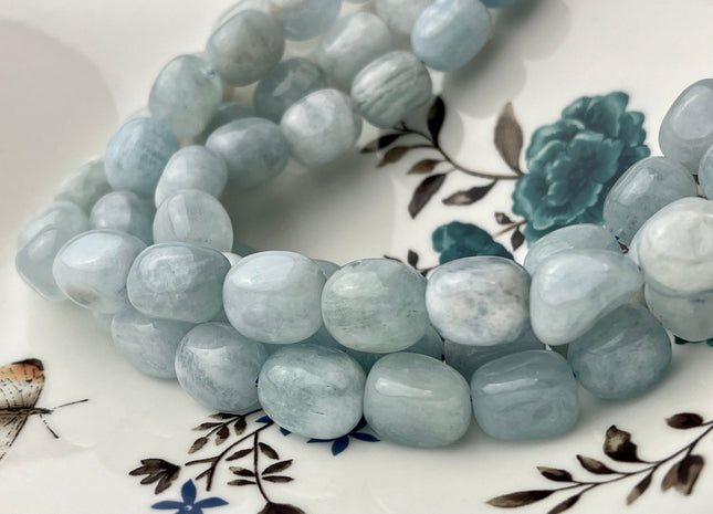 10x15 mm Natural Color Aquamarine Smooth Nugget Shape Natural Aquamarine Gemstone Limited Edition #2241