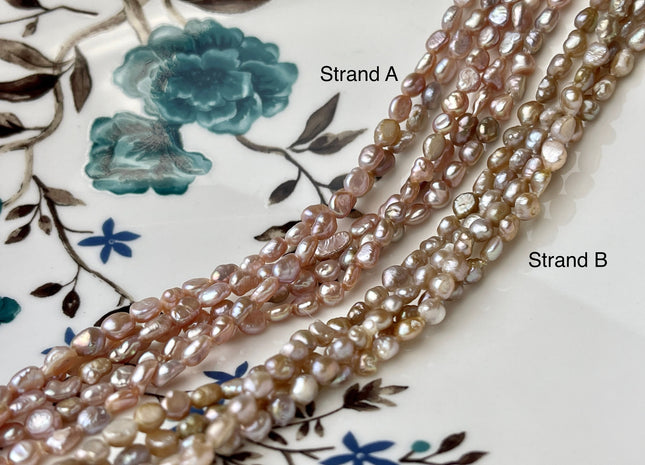 4.5x5-6mm Natural Mauve Pink Potato Nugget Small Freshwater Pearl Bead #P2313