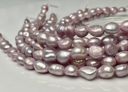 9x11-12mm AA Half Strand Large Hole Lavender Purple Color Freshwater Rice Nugget Pearl 2.2mm High Luster Lilac Pearl #P2318
